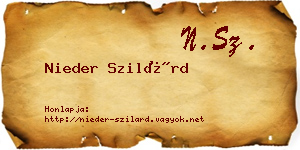 Nieder Szilárd névjegykártya